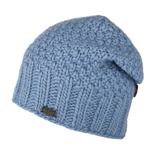 Kusan Button Down Beanie Mütze - Himmelblau