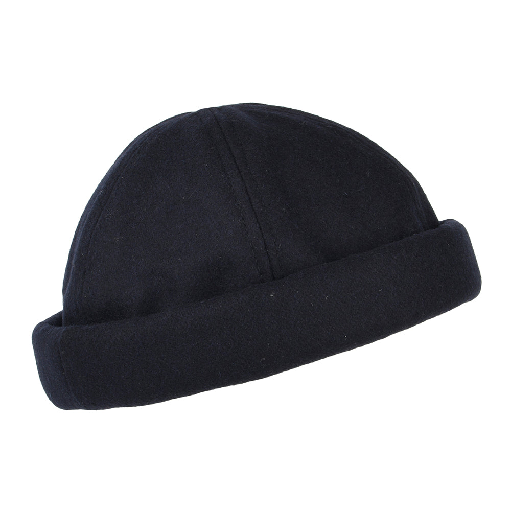 Dorfman Pacific Beanie Mütze aus Meltonwolle - Marineblau